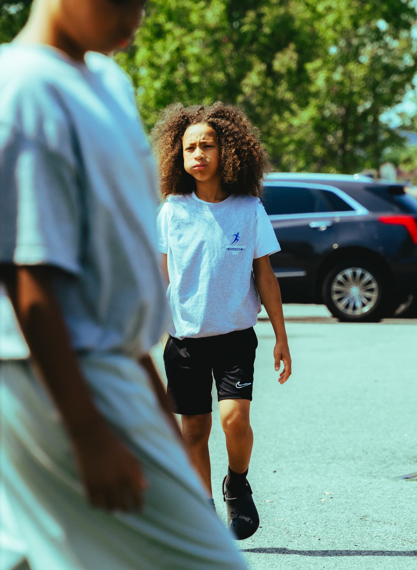 Scholar-athlete walking up to the training session